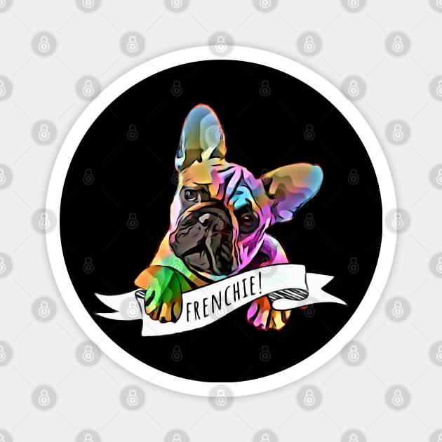French bulldog colorful, franchie vintage style Magnet by Collagedream